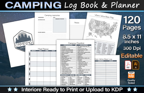 Download Editable Camping Log Book &amp; Planner - Editable Collection