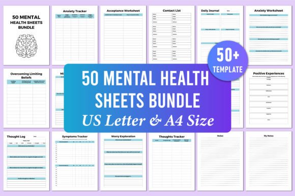 Download Editable 50 Mental Health Sheets Bundle - Editable Collection