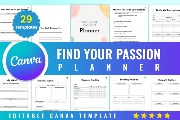 Download Editable Find Your Passion Planner Canva - Editable Collection