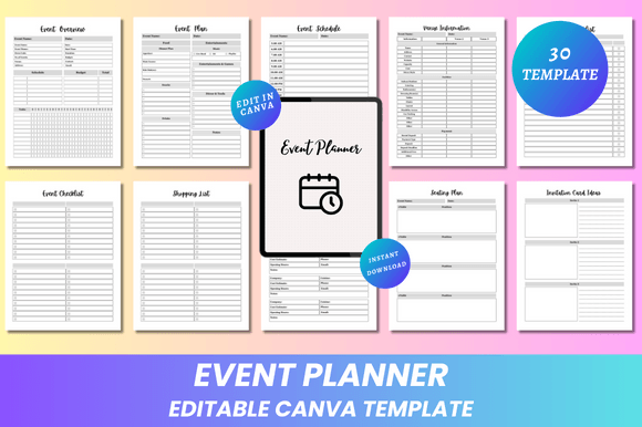 Download Editable Event Planner Canva KDP - Editable Collection