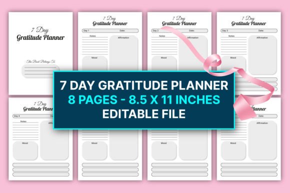 Download Editable 7 Day Gratitude Planner for KDP - Editable Collection