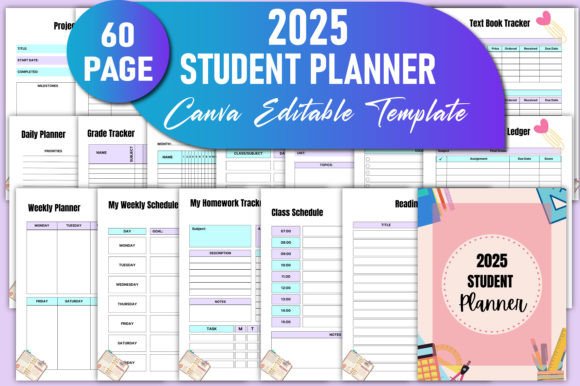 Download Editable 2025 Student Planner Canva KDP - Editable Collection