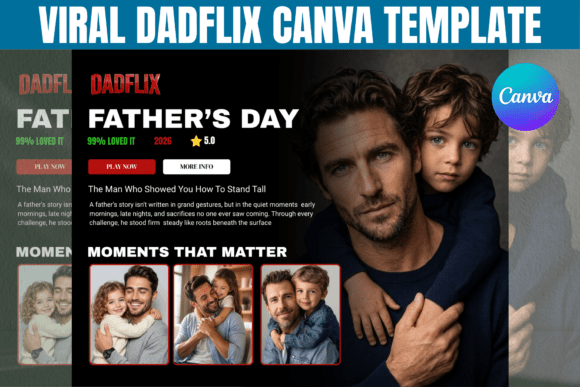 Download Viral Dadflix Canva Editable Template - Editable Collection
