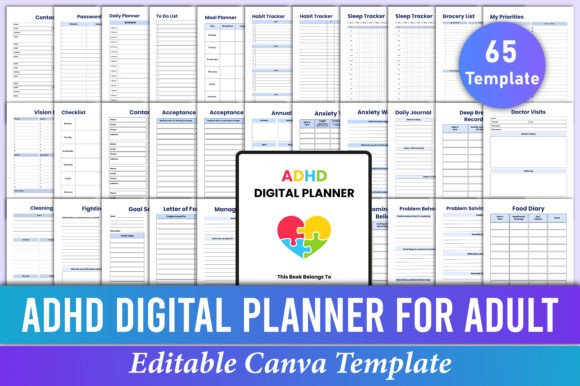 Download Editable ADHD Digital Planner Canva - Editable Collection