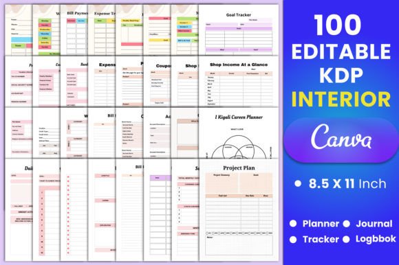 Download 100 Editable Canva KDP Interiors - Editable Collection