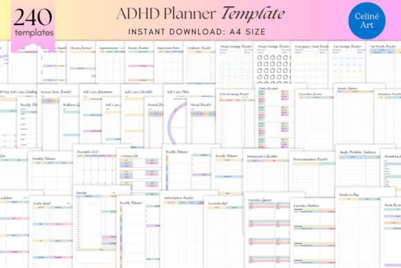 Download Editable ADHD Planner KDP Templates - Editable Collection