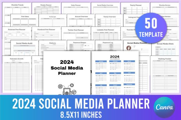 Download Editable 2024 Social Media Planner Canva - Editable Collection