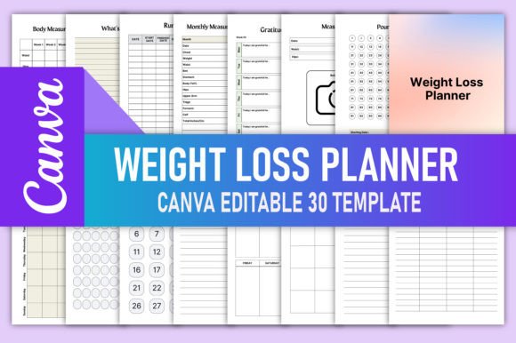 Download Editable Weight Loss Planner for Canva - Editable Collection