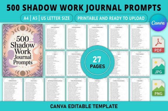 Download Editable 500 Shadow Work Journal Prompts - Editable Collection