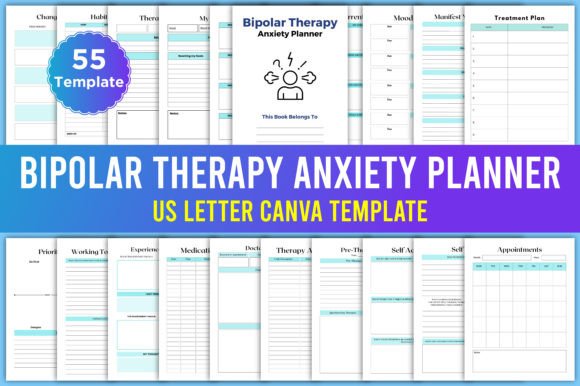 Download Editable Bipolar Therapy Anxiety Planner - Editable Collection