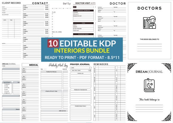 Download 10 Editable KDP Interiors Bundle Pack - Editable kdp interior Collection