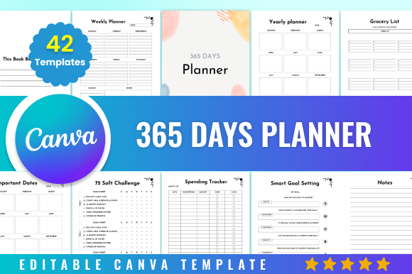 Download Editable 365 Days Planner Kdp Canva - Editable Collection