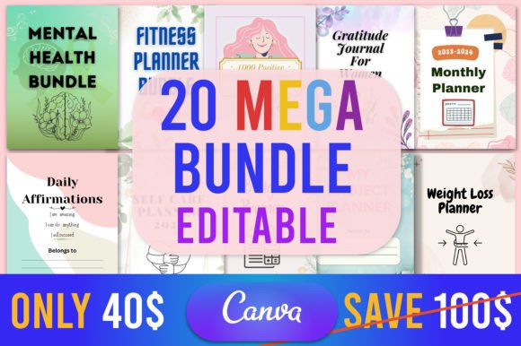 Download 20 Editable Canva Planner Mega Bundle - Editable Collection