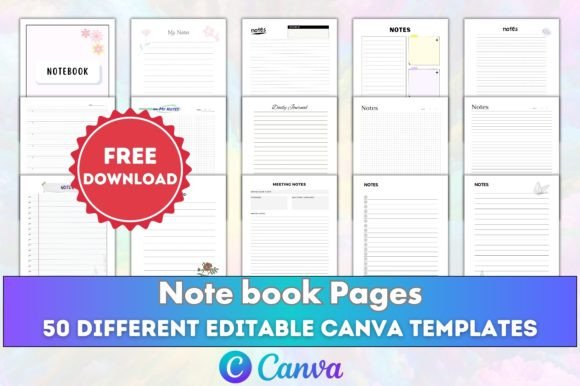 Download Editable Canva Note Book Pages KDP - Editable Collection