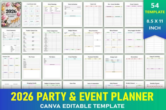 Download Editable 2026 Party &amp; Event Planner - Editable Collection