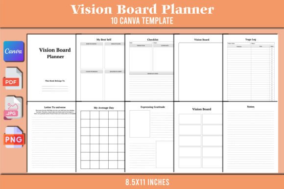 Download Editable Vision Board Planner Canva - Editable Collection