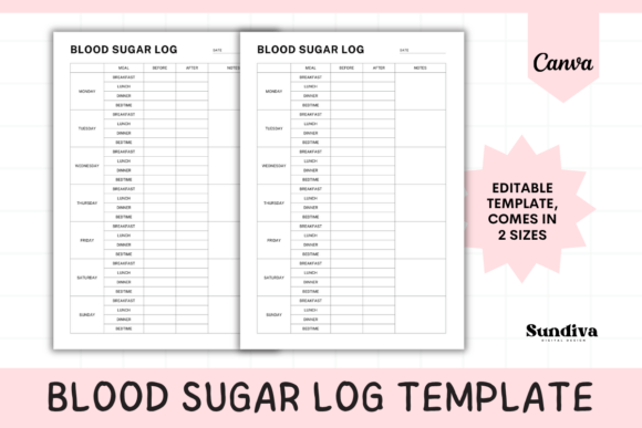 Download Editable Blood Sugar Log Template 1 - Editable Collection
