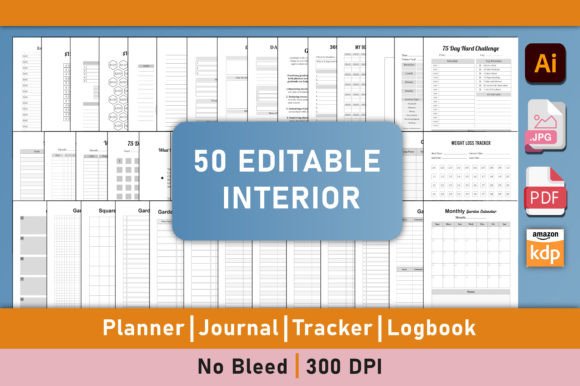 Download 50 Editable KDP Interior Bundle - Editable kdp interior Collection
