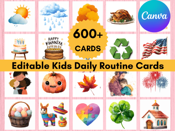 Download 600 Editable Kids Daily Routine Cards - Editable Collection
