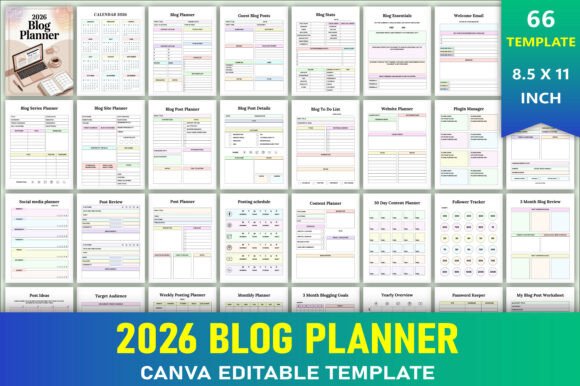 Download Editable 2026 Blog Planner - Editable Collection