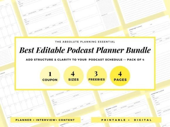 Download Podcast Planner, Editable Podcast Templa - Editable Collection