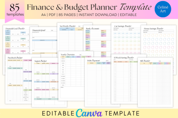 Download Editable Finance &amp; Budget Planner Canva - Editable Collection