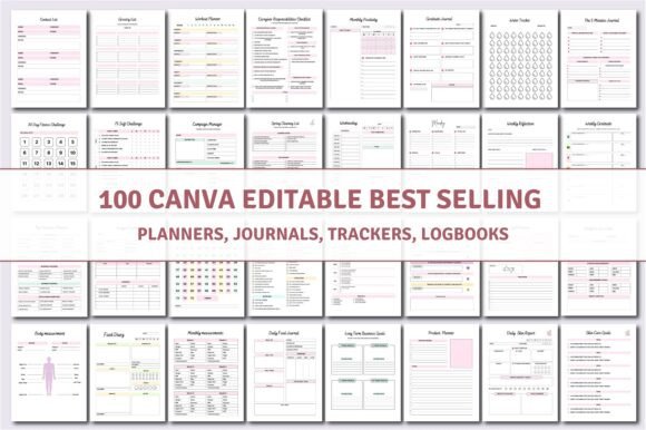 Download 100 Editable Canva Planners Templates - Editable Collection