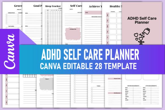 Download Editable ADHD Self Care Planner Canva - Editable Collection