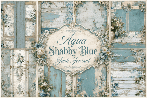 Download Aqua Shabby Blue Junk Journal - Premium Resources