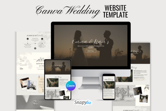Download Canva Wedding Website Editable Template - Editable Collection