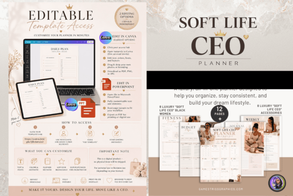 Download Soft Life CEO Planner: Editable Template - Editable Collection