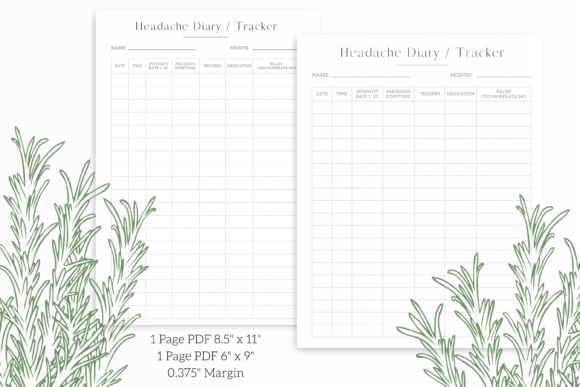 Download Headache Diary / Pain &amp; Migraine Log - Diary Collection