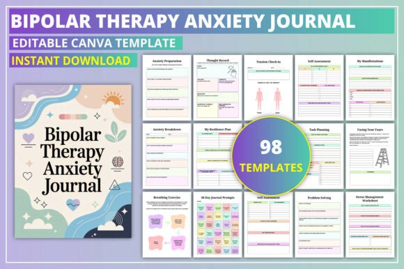 Download Editable Bipolar Therapy Anxiety Journal - Editable Collection