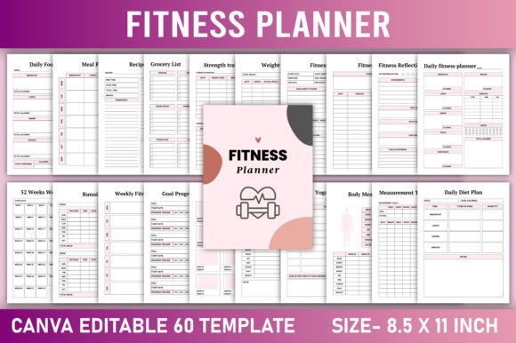 Download Editable Fitness Planner Canva Template - Editable Collection