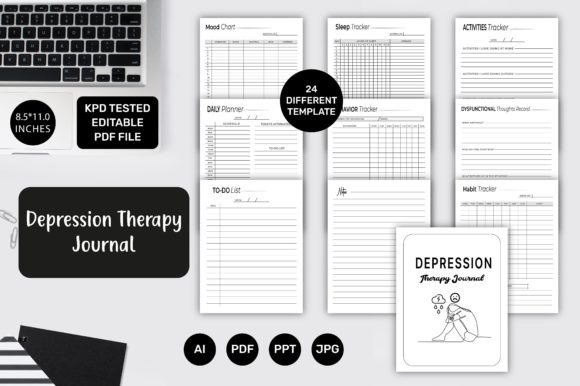 Download Editable KDP Depression Therapy Journal - Editable Collection